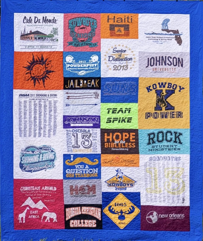 Variable Block t-shirt quilt with border